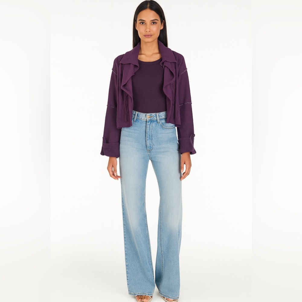Claudia Guiti purple open cardigan shirt size small
